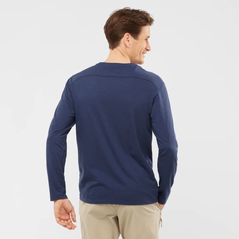 Salomon Essential Long Sleeve Tricko Panske Námornícka Modrá | SK 4AKVZG